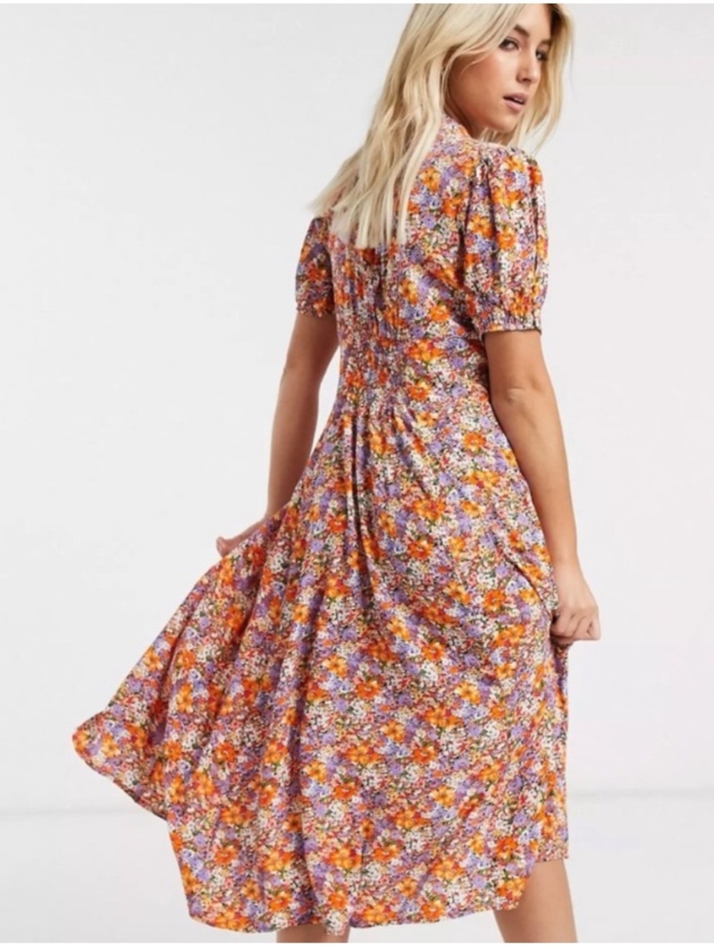 FAITHFULL THE BRAND FLOWY MIDI DRESS V-NECK FEMININE PRAIRIE ROMANTIC SIZE 6 MED - Picture 11 of 16